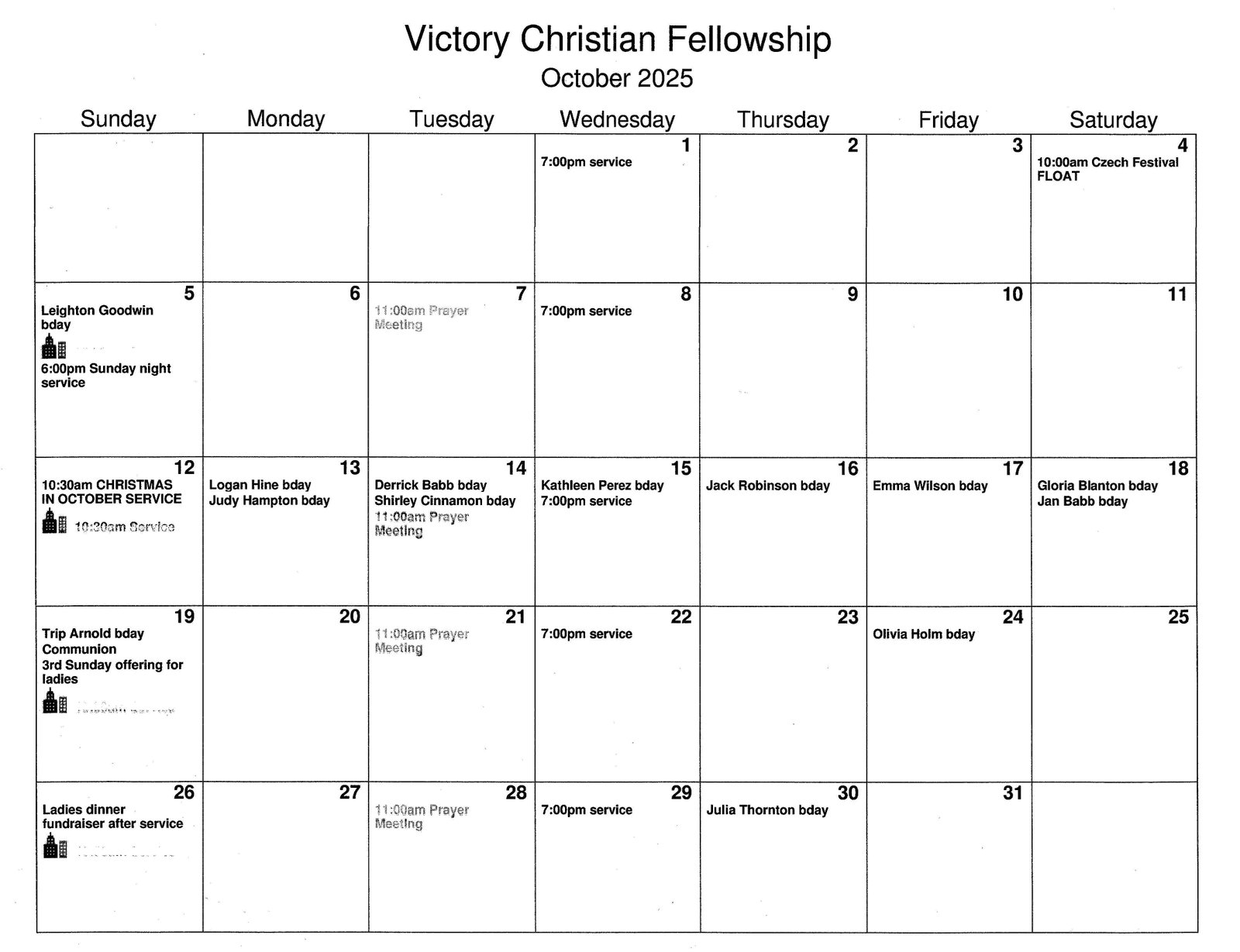VCF Calendar